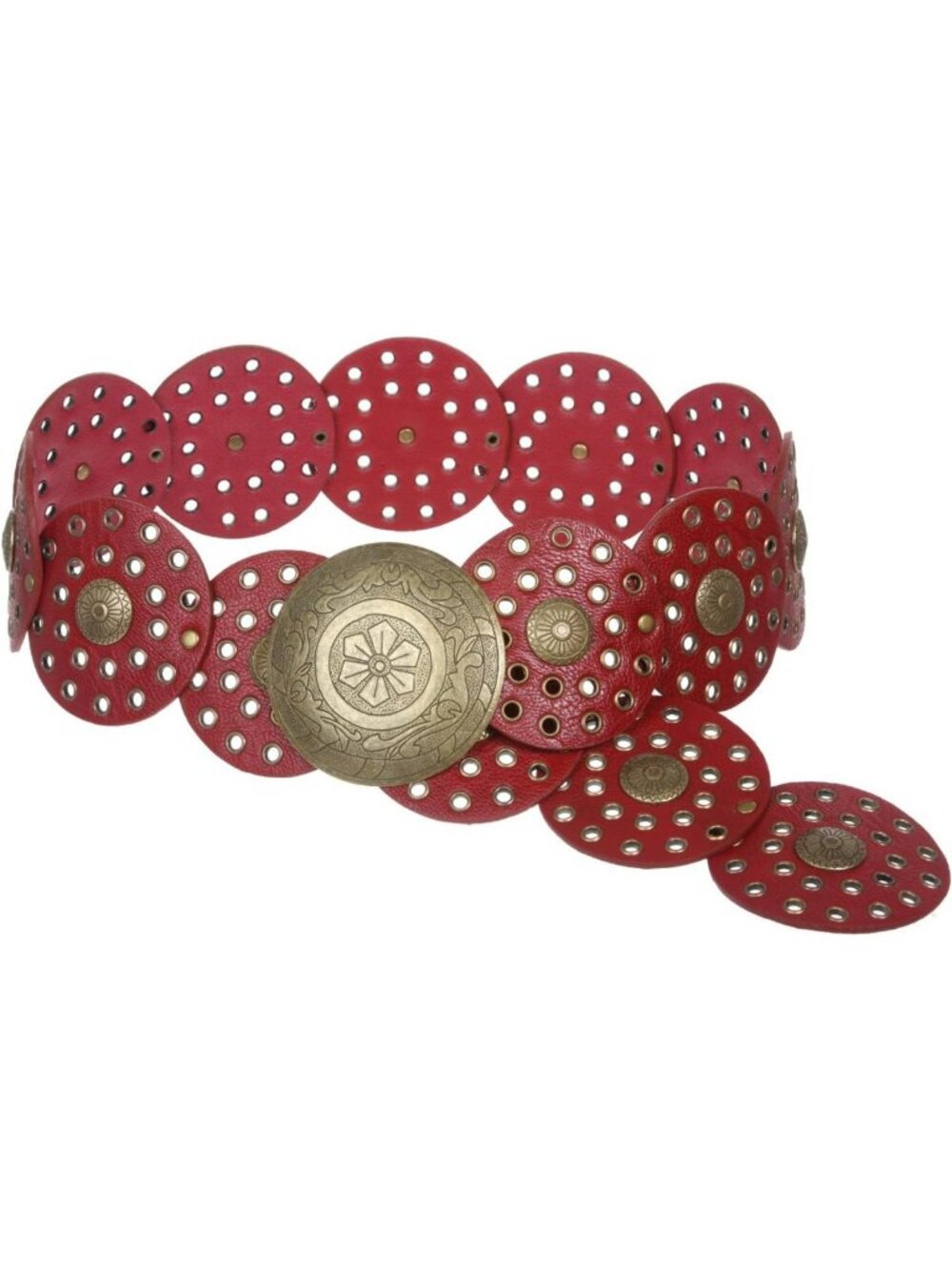 Wide Boho Disc Concho Leather Belt - 3.5" Stylish Women's Accessory